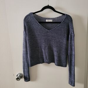Abercrombie & Fitch Heathered V-Neck Sweater - Gray